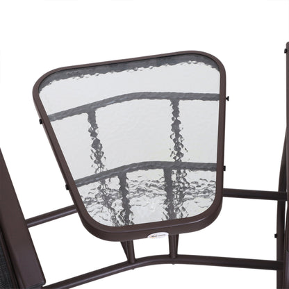 Garden Double Glider Rocking Chairs Metal Gliding Love Seat with Middle Table Conversation Set Patio Backyard Relax Outdoor Furniture Grey