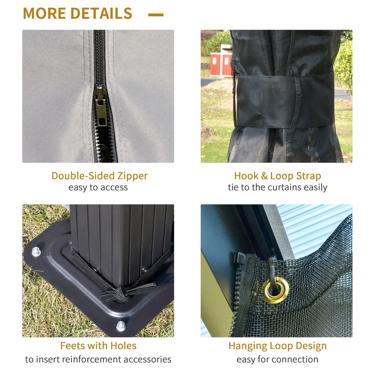 Outdoor 3.6 x 3M Gazebo Cabana w/ Steel Frame & Net Sidewalls for Privacy