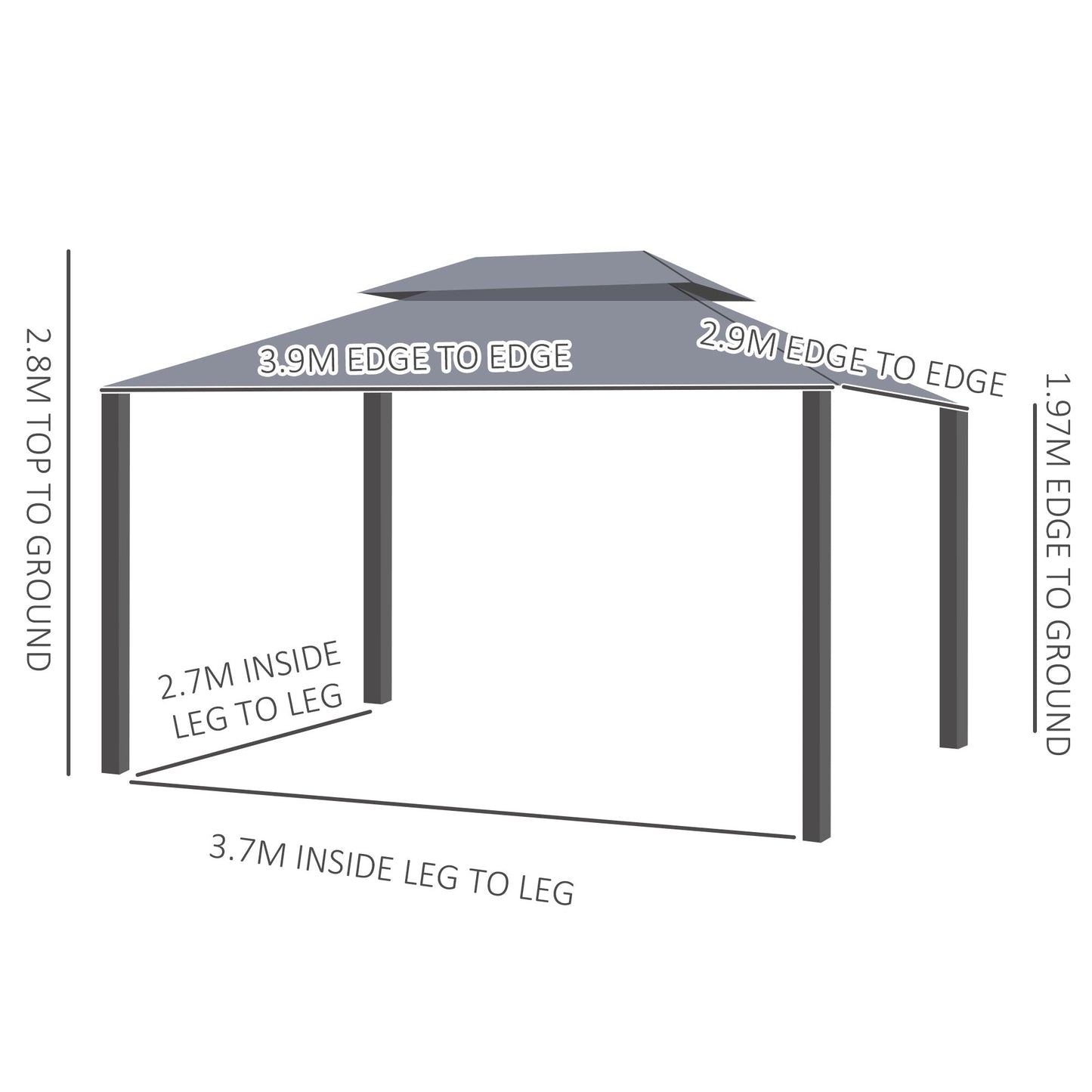 3 x 4m Aluminium Garden Gazebo