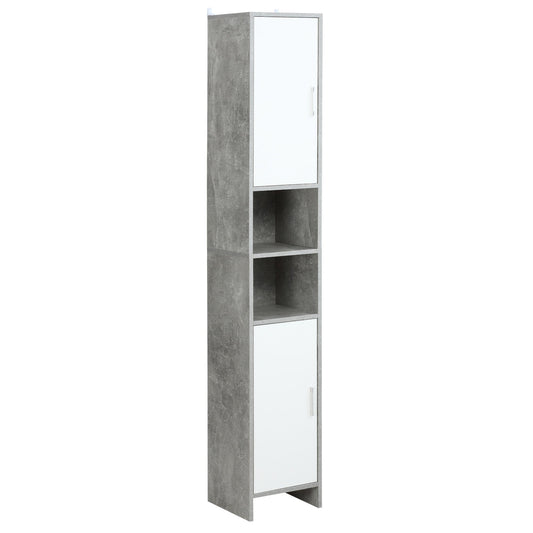 kleankin Free-standing Tall Bathroom Storage Cabinet w/ 2 Cupboards 2 Open Compartments Primary Image