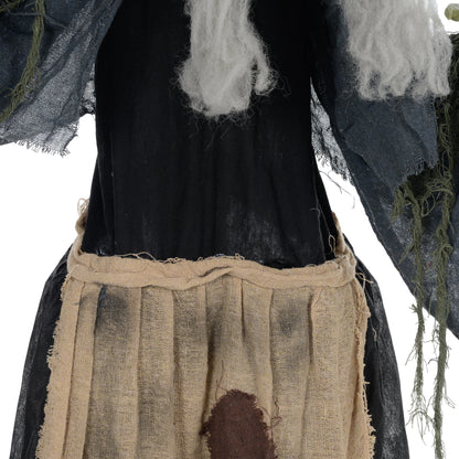 Animated Hunchback Witch Halloween Decoration - 160cm