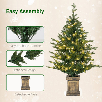 2x 4ft Potted Christmas Tree Artificial - with LED Lights Warm White 864 Tips