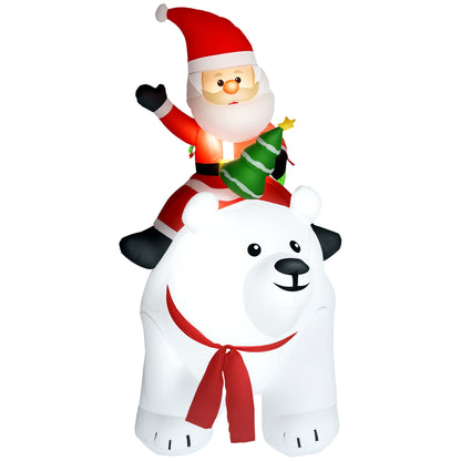 Santa On Polar Bear Inflatable Christmas Decoration - 200cm