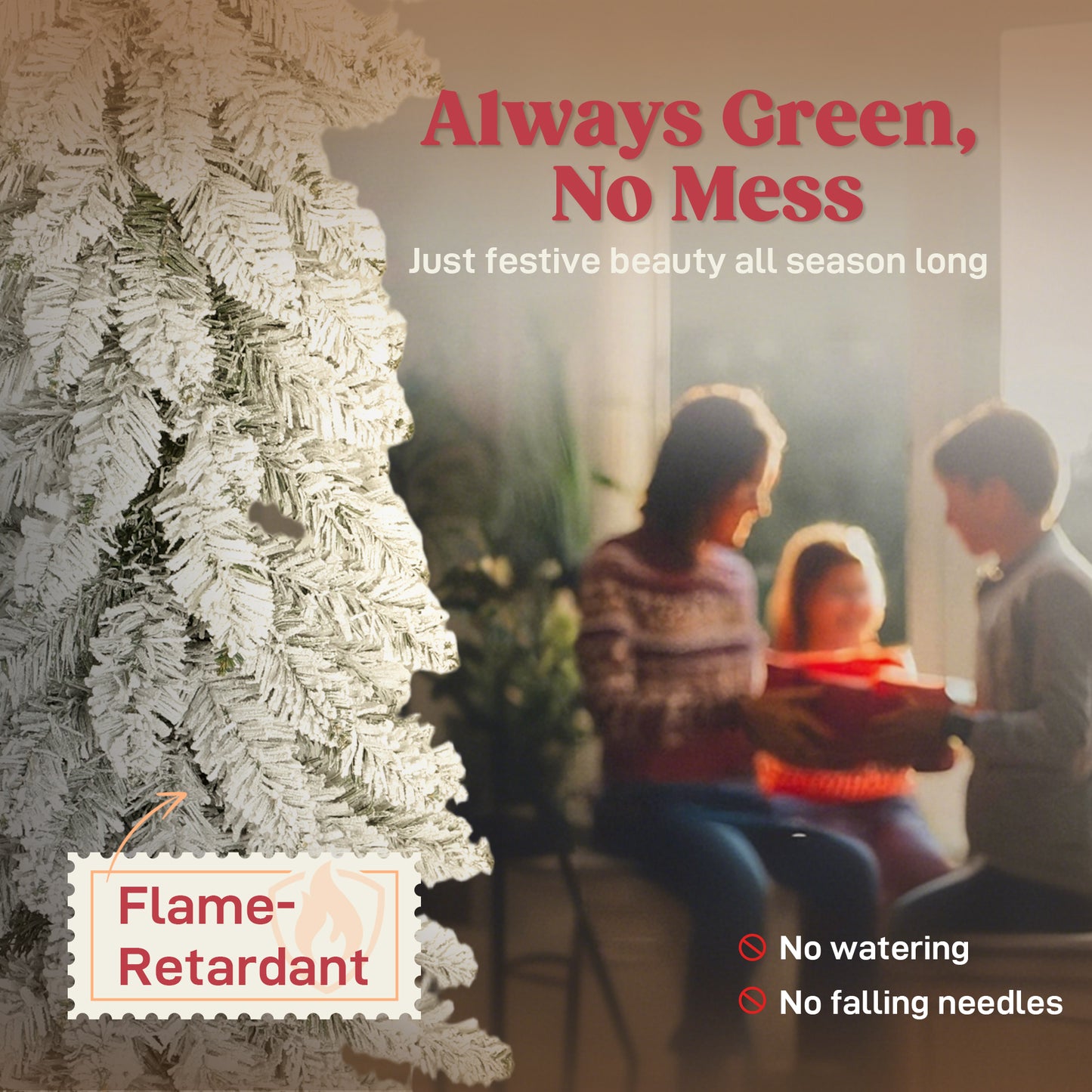 3x Slim Pencil Christmas Tree Artificial - White Frosted Green   Tips