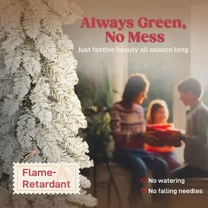 3x Slim Pencil Christmas Tree Artificial - White Frosted Green   Tips