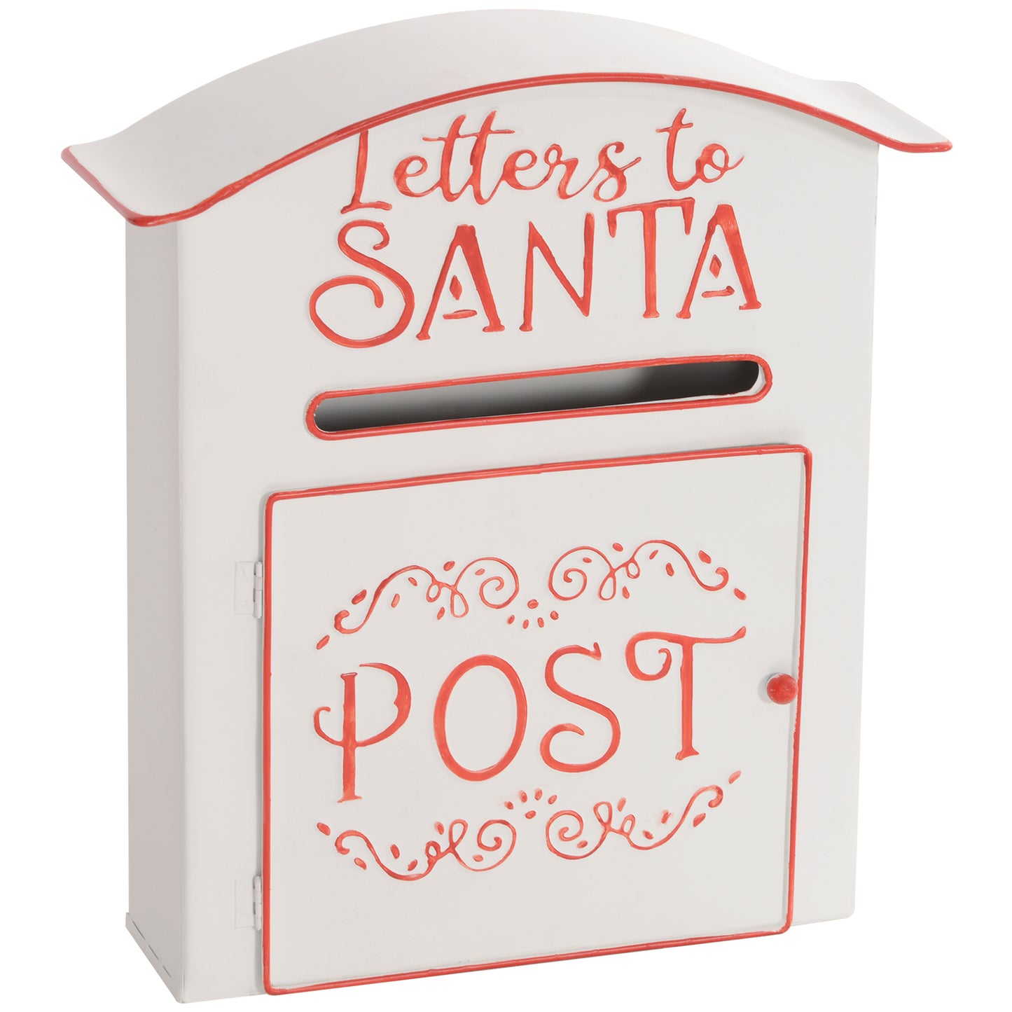Postbox Christmas Decoration White & Red - 30.5cm