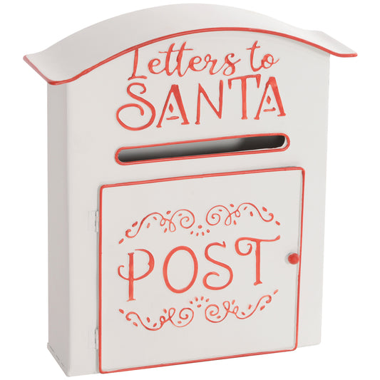 Postbox Christmas Decoration White & Red - 30.5cm
