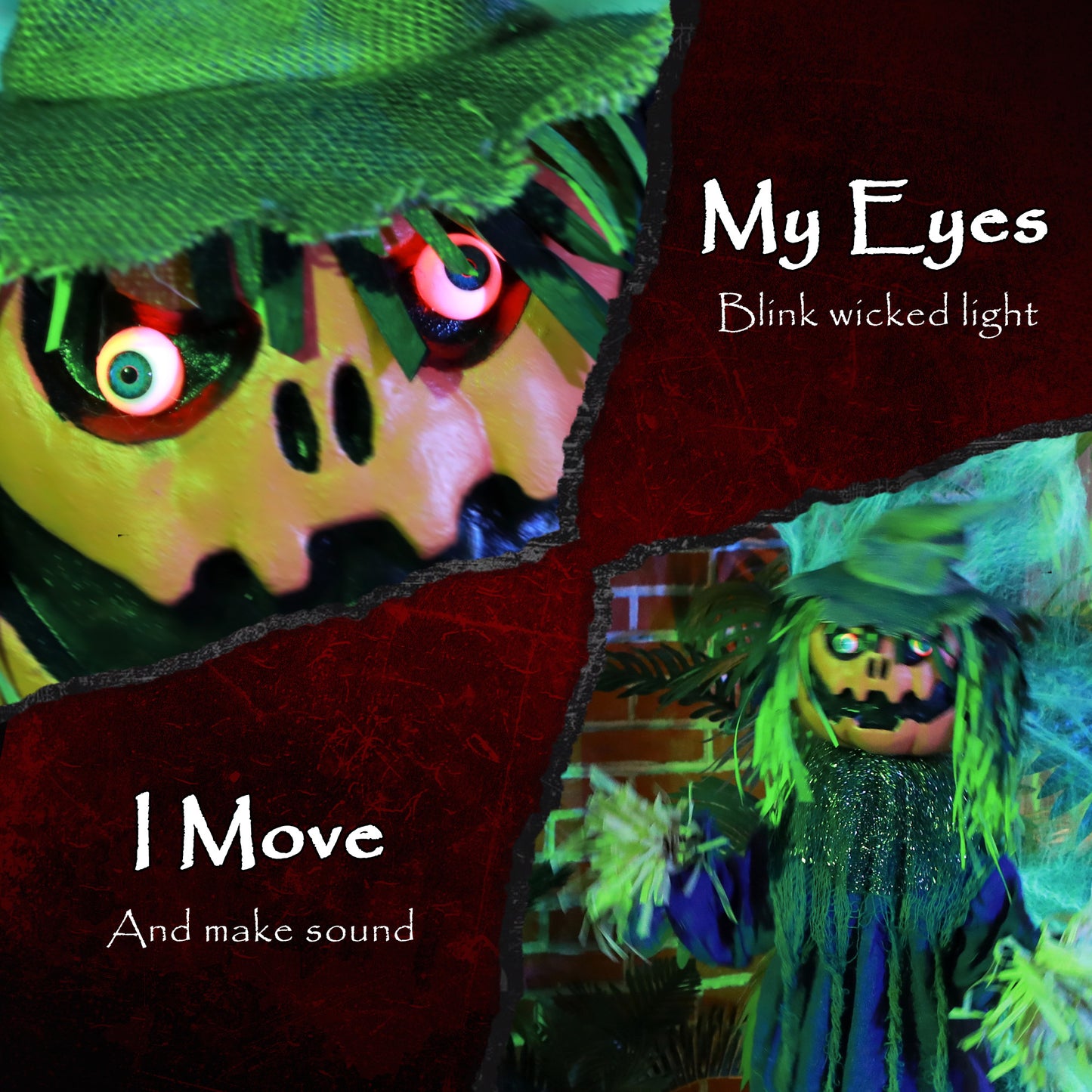 Animated Pumpkin Scarecrow Halloween Decoration - 114cm