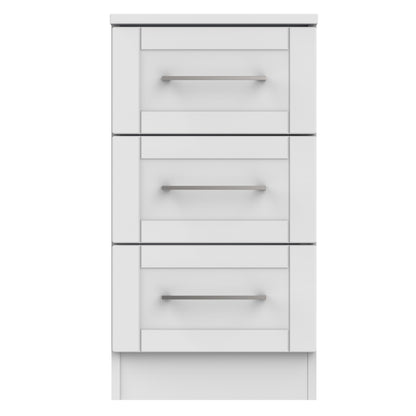 York Bedside Table Grey 3 Drawers 37cm