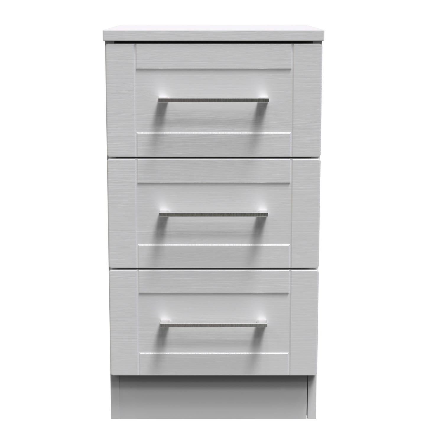 York Bedside Table Grey 3 Drawers 37cm