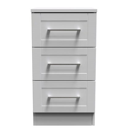 York Bedside Table Grey 3 Drawers 37cm