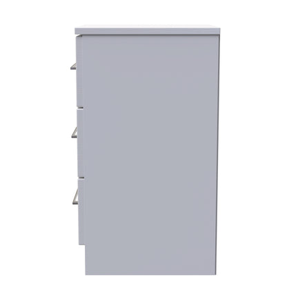 York Bedside Table Grey 3 Drawers 37cm