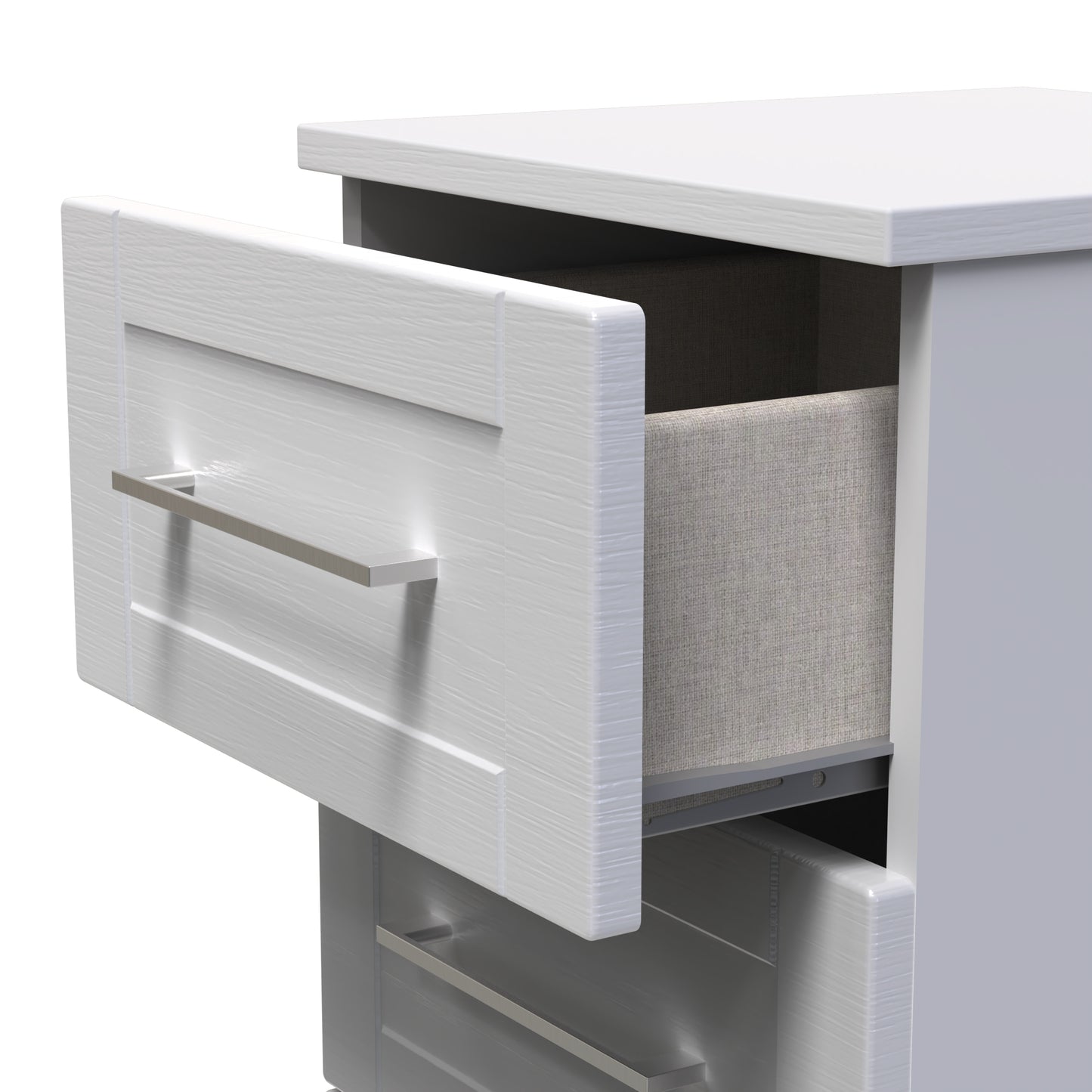 York Bedside Table Grey 3 Drawers 37cm