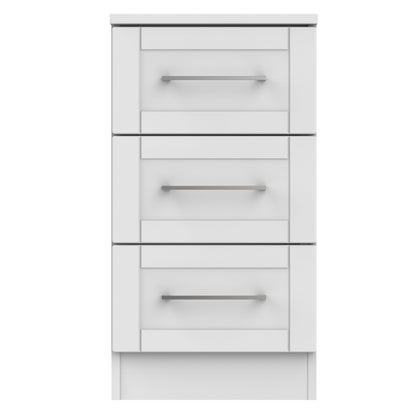 York Bedside Table Grey 3 Drawers 37cm