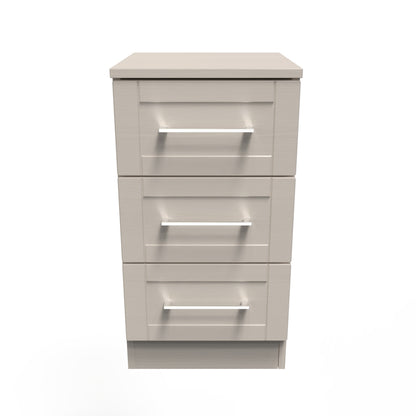York Bedside Table Cream 3 Drawers 37cm