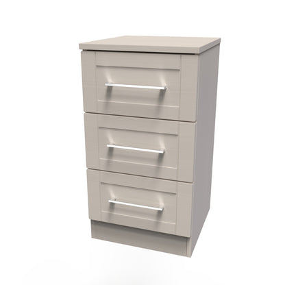 York Bedside Table Cream 3 Drawers 37cm