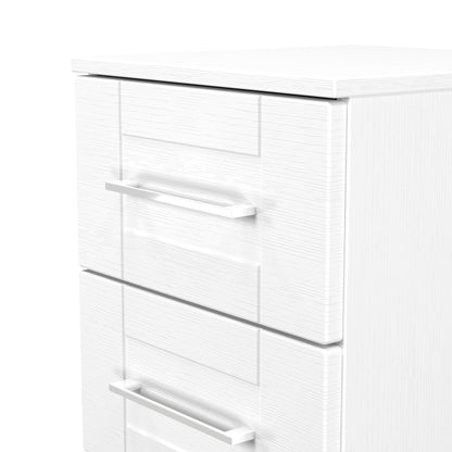 York Bedside Table White 3 Drawers 37cm