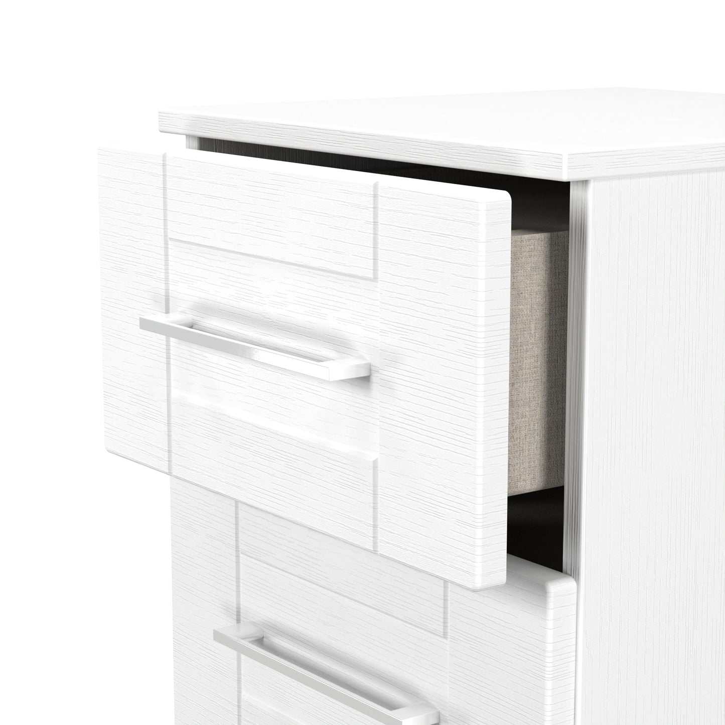 York Bedside Table White 3 Drawers 37cm