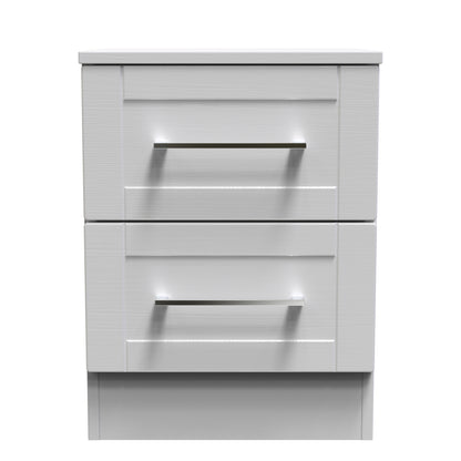 York Bedside Table Grey 2 Drawers 37cm