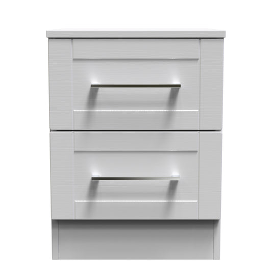 York Bedside Table Grey 2 Drawers 37cm