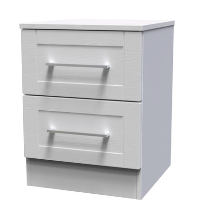 York Bedside Table Grey 2 Drawers 37cm