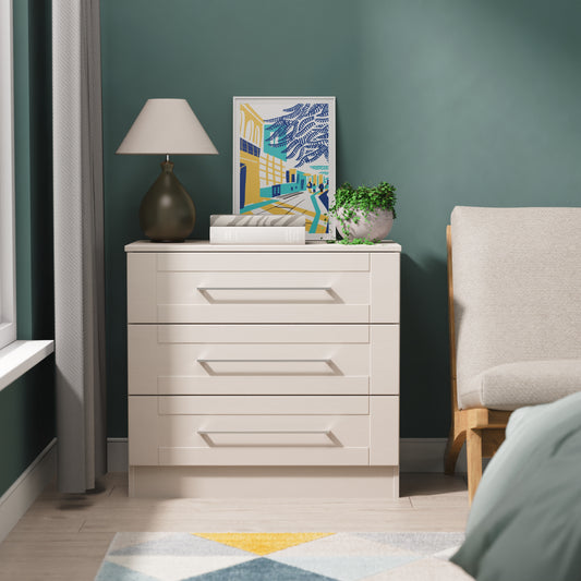 York Chest of Drawers Cream 3 Drawers 74cm