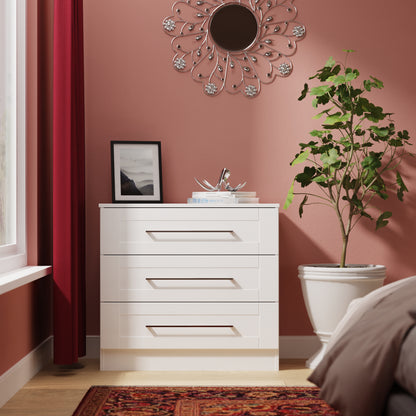York Chest of Drawers White 3 Drawers 74cm