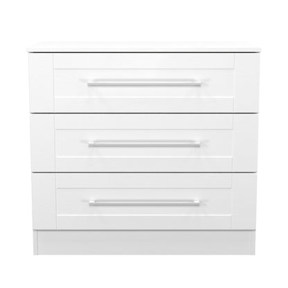 York Chest of Drawers White 3 Drawers 74cm