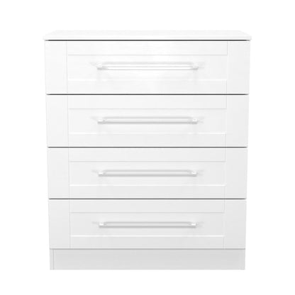 York Chest of Drawers White 4 Drawers 74cm