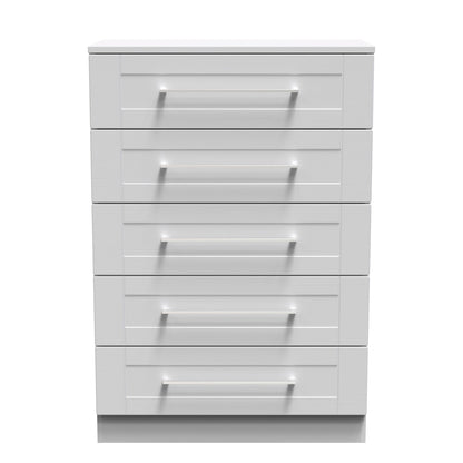 York Tall Chest of Drawers Grey 5 Drawers 74cm