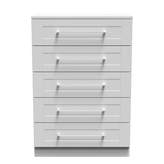 York Tall Chest of Drawers Grey 5 Drawers 74cm