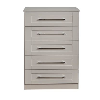 York Tall Chest of Drawers Cream 5 Drawers 74cm
