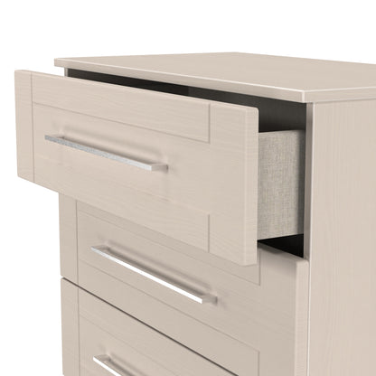 York Tall Chest of Drawers Cream 5 Drawers 74cm