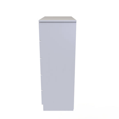 York Tall Chest of Drawers White 5 Drawers 74cm