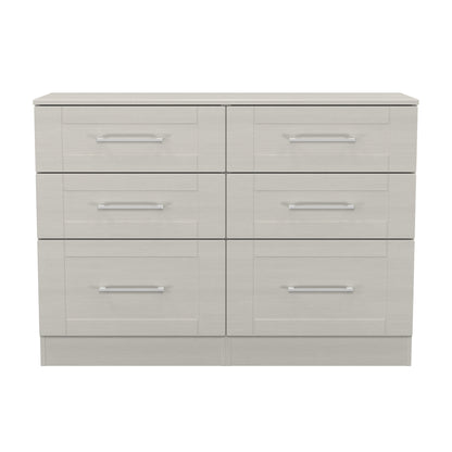 York Large Chest of Drawers Grey 6 Drawers 110cm