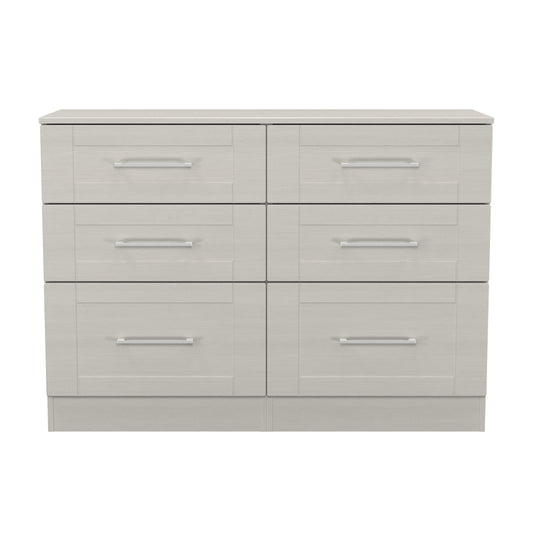 York Large Chest of Drawers Grey 6 Drawers 110cm