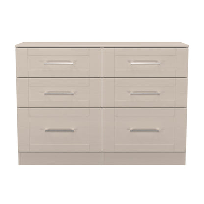 York Large Chest of Drawers Cream 6 Drawers 110cm