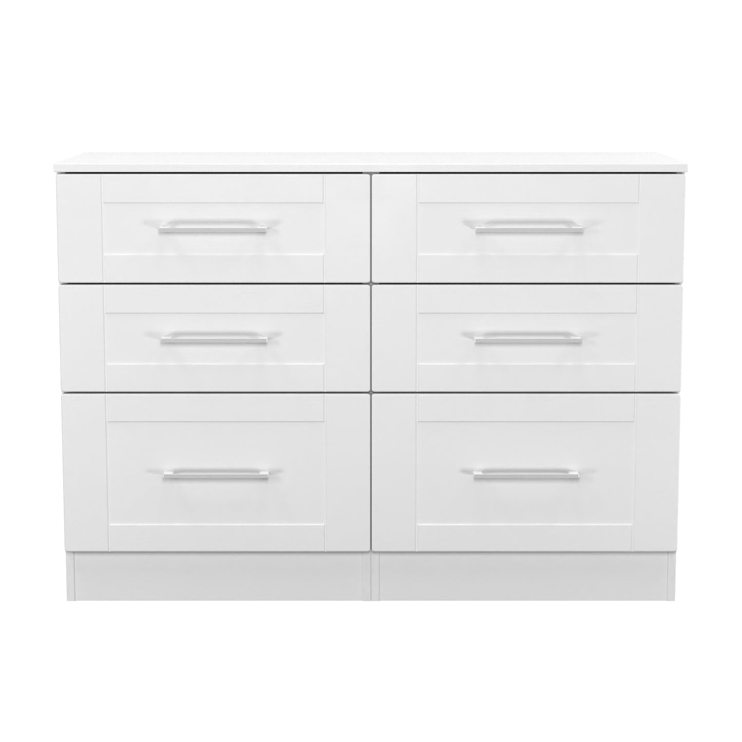York Large Chest of Drawers White 6 Drawers 110cm