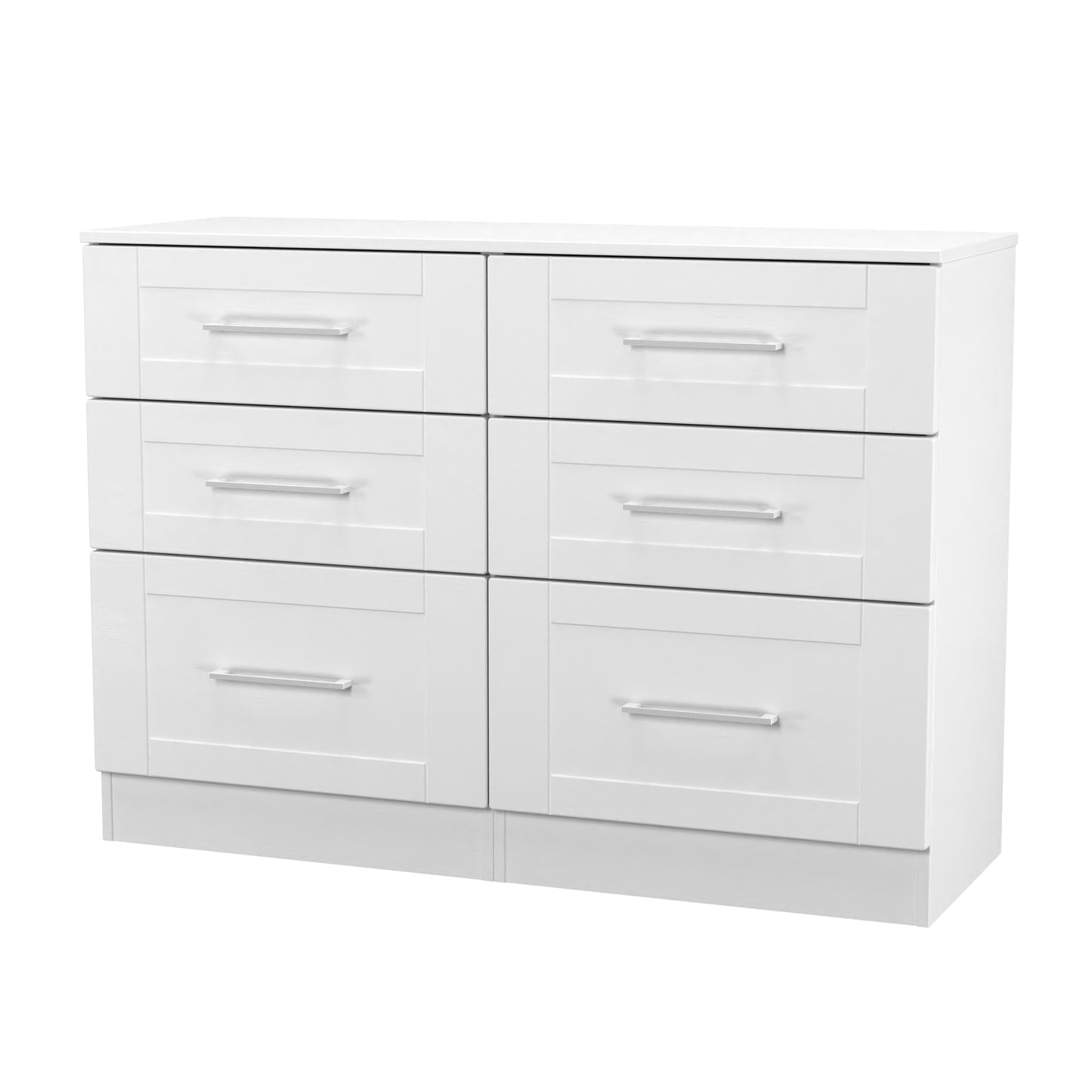 York Large Chest of Drawers White 6 Drawers 110cm