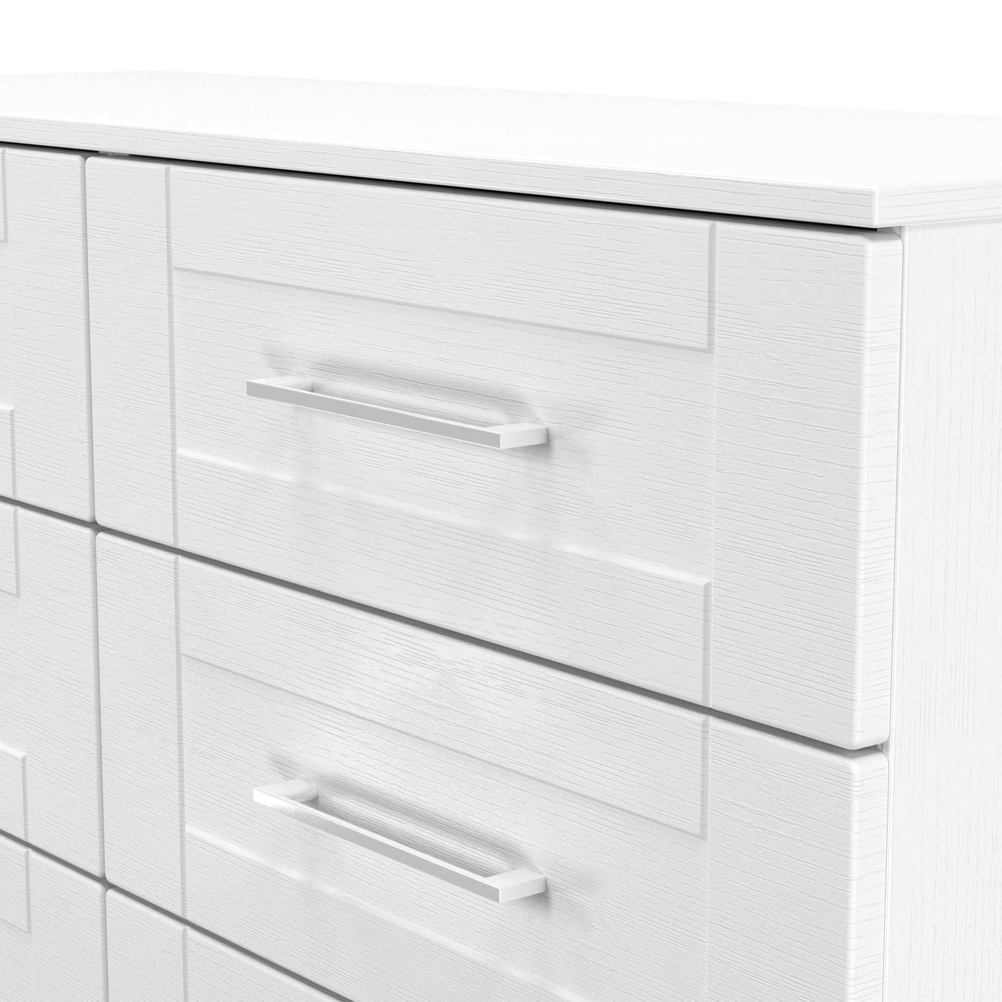 York Large Chest of Drawers White 6 Drawers 110cm