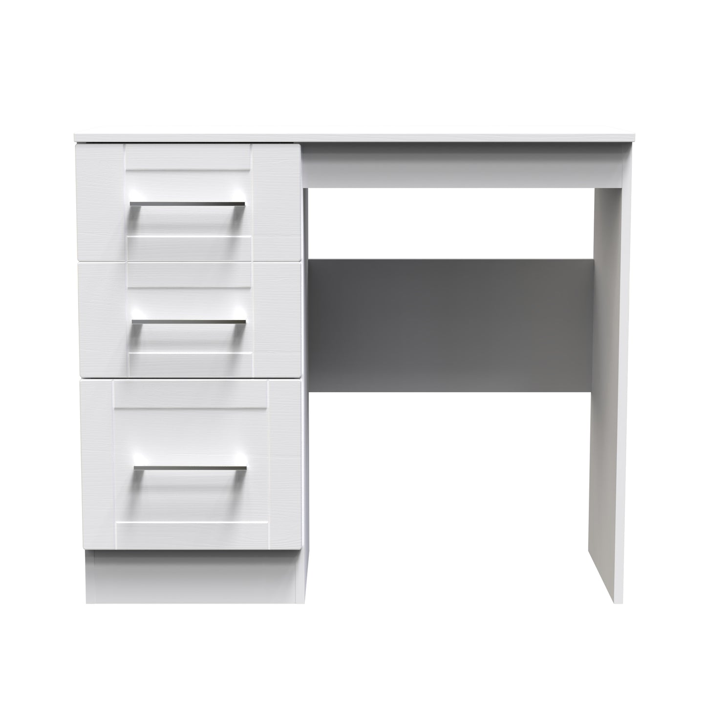 York Desk White 3 Drawers 90cm