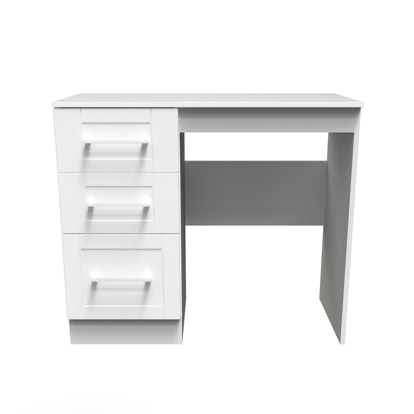 York Desk White 3 Drawers 90cm