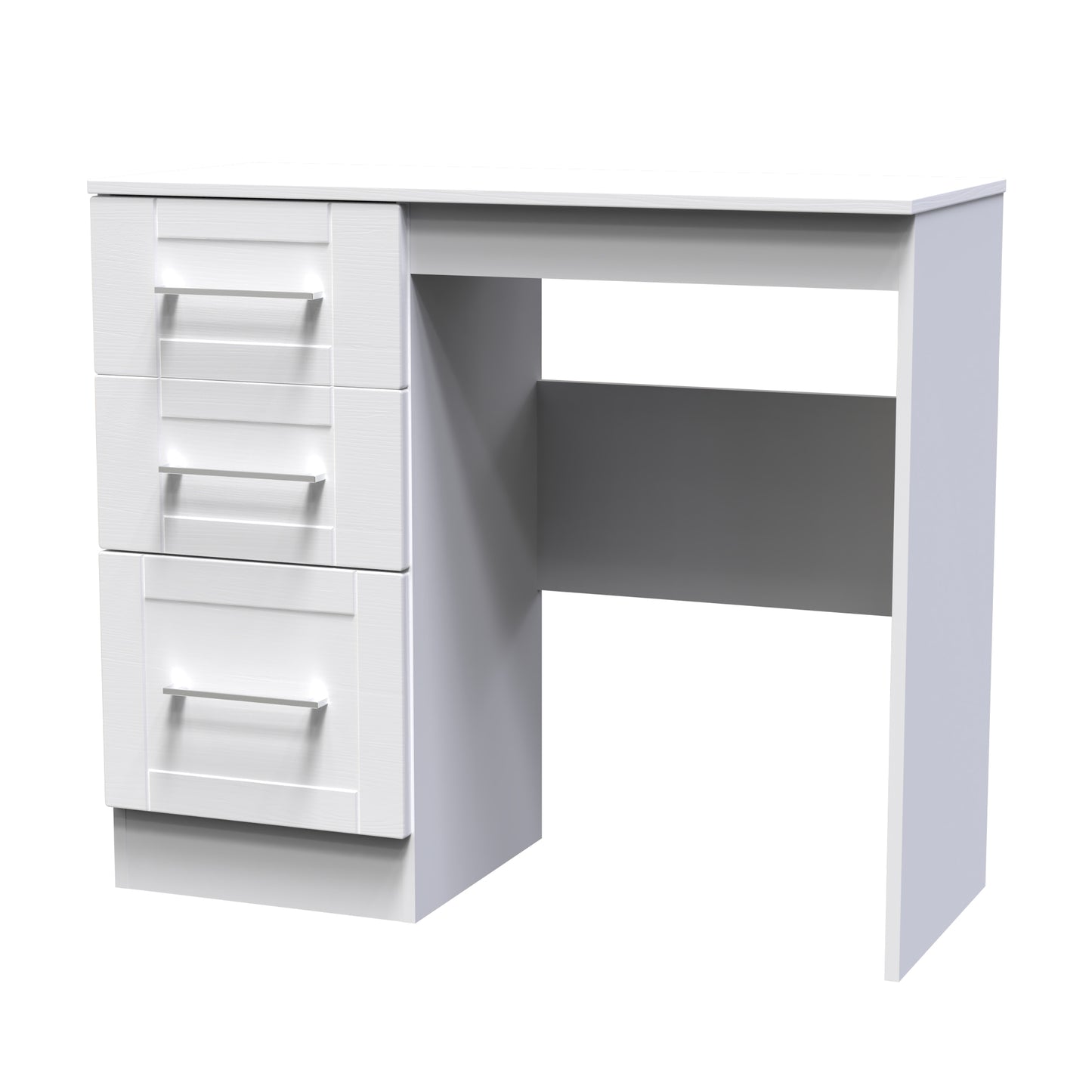 York Desk White 3 Drawers 90cm