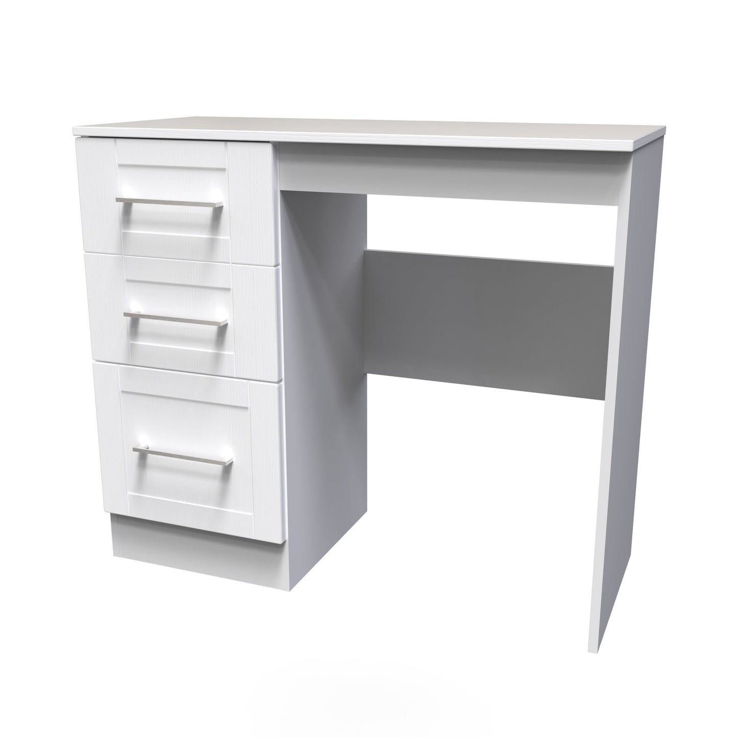 York Desk White 3 Drawers 90cm