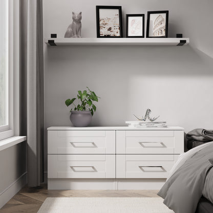 York Large Chest of Drawers White 4 Drawers 110cm