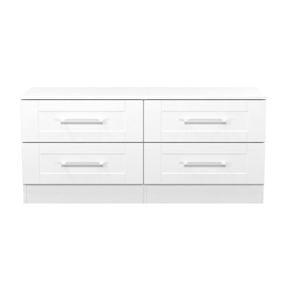 York Large Chest of Drawers White 4 Drawers 110cm