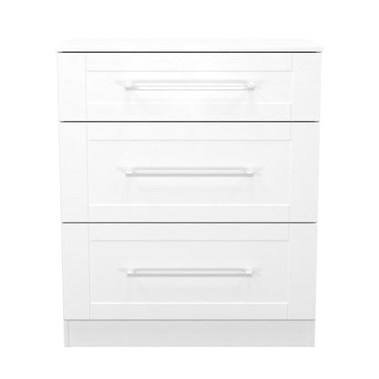York Chest of Drawers White 3 Drawers 39cm