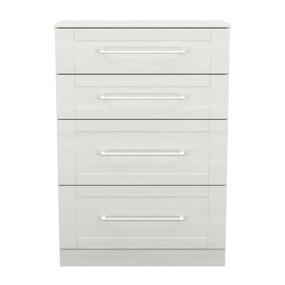 York Tall Chest of Drawers Grey 4 Drawers 74cm