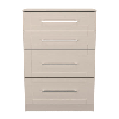 York Tall Chest of Drawers Cream 4 Drawers 74cm