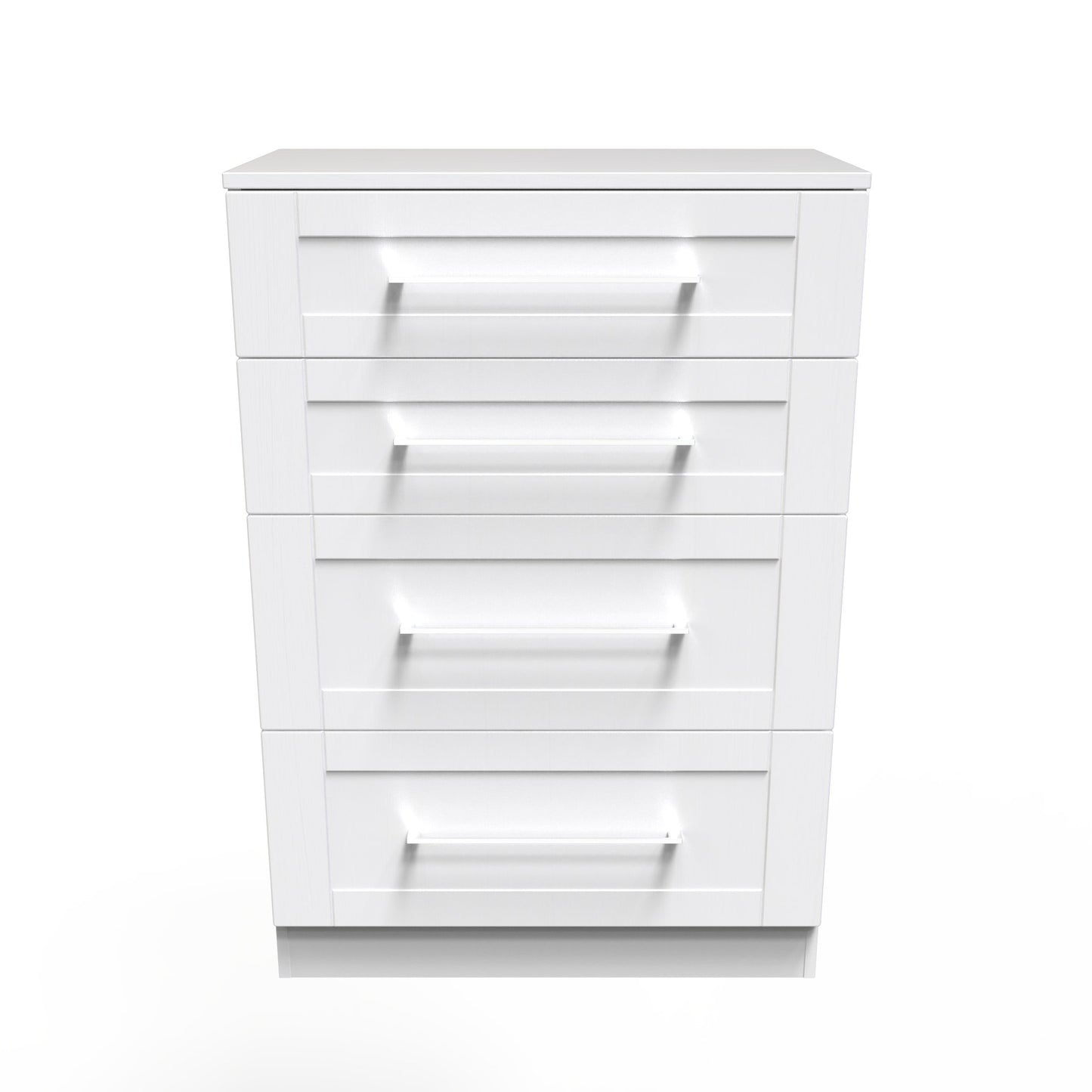 York Tall Chest of Drawers White 4 Drawers 74cm
